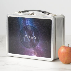 Milky way bright colours personalizable monogram metal lunch box