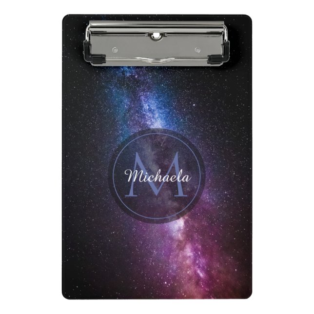 Milky way bright colours personalizable monogram mini clipboard (Front)