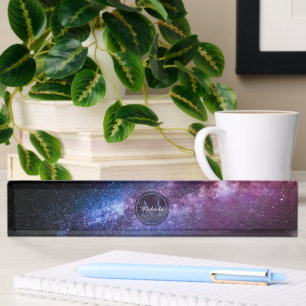 Milky way bright colours personalizable monogram nameplate