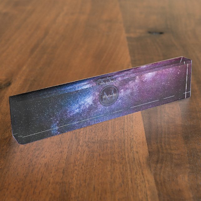 Milky way bright colours personalizable monogram nameplate (Side)