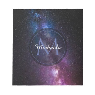 Milky way bright colours personalizable monogram notepad