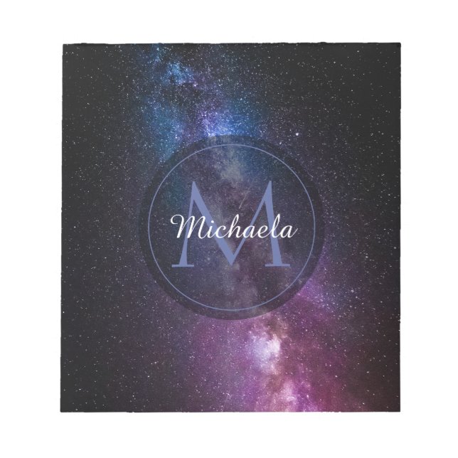 Milky way bright colours personalizable monogram notepad (Front)
