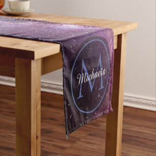 Milky way bright colours personalizable monogram s short table runner