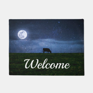 Milky Way Cattle Moonlight Welcome Doormat