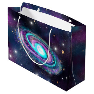 Milky Way Galaxy Cosmic Blue Purple Pink Glow Large Gift Bag