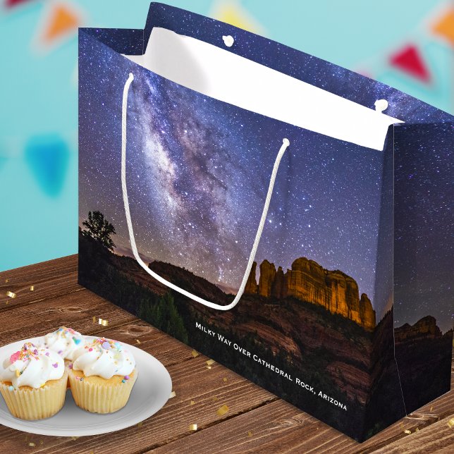 Milky Way Galaxy Over Cathedral Rock, Arizona Large Gift Bag (Creator Uploaded)