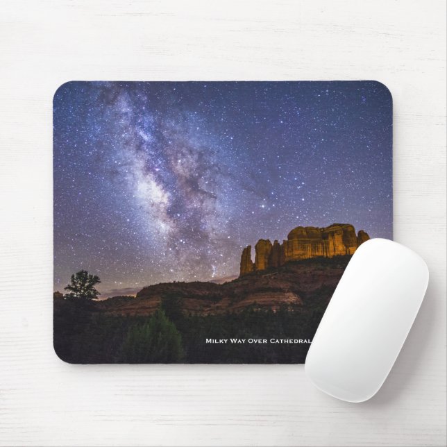 Milky Way Galaxy Over Cathedral Rock, Arizona Mouse Pad (With Mouse)