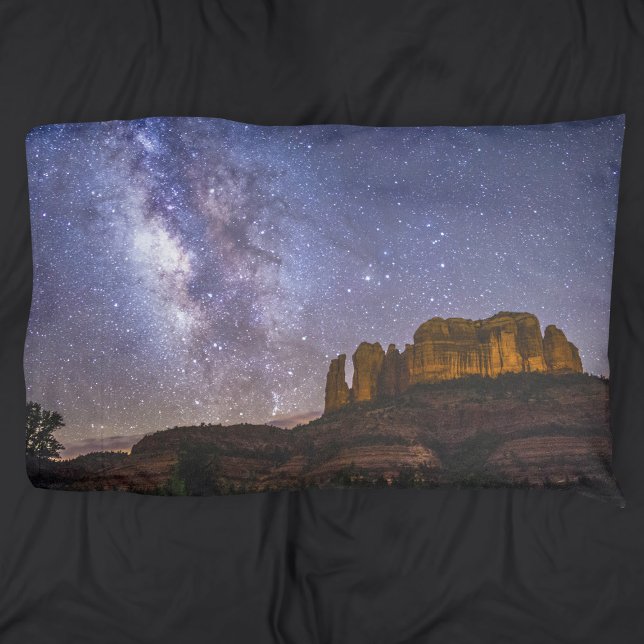 Milky Way Galaxy Over Cathedral Rock, Arizona Pillowcase (Creator Uploaded)