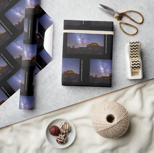 Milky Way Galaxy Over Cathedral Rock, Arizona Wrapping Paper (Crafts)
