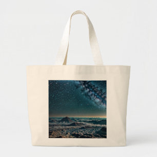 Milky Way Galaxy Over Desert Mountains Large Tote Bag