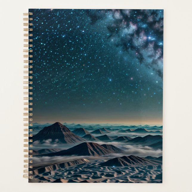 Milky Way Galaxy Over Desert Mountains Planner (Front)