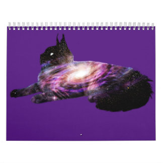 Milky Way Galaxy Space Cat  Calendar