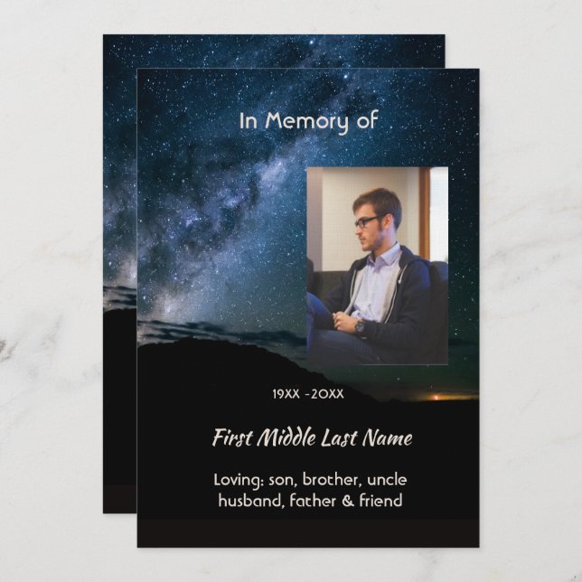  Milky Way Galaxy Starry Night Sky Memorial Invitation (Front/Back)