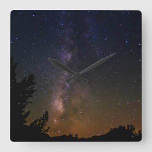 Milky Way night sky, California Square Wall Clock