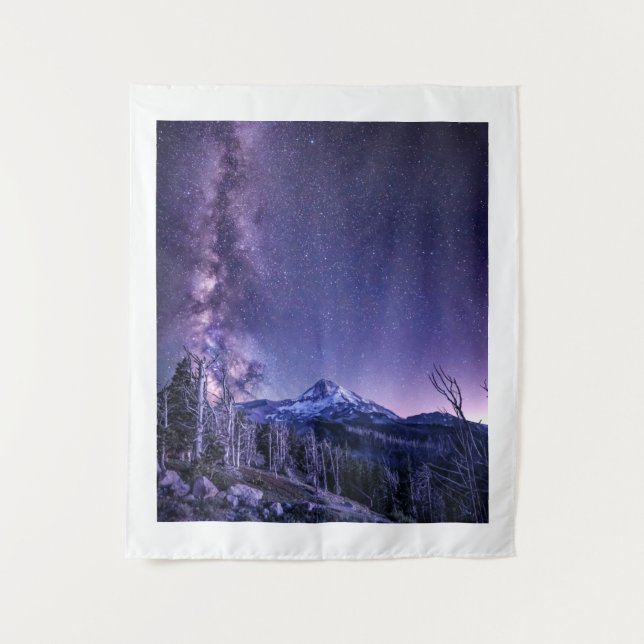 Milky Way Over Mount Hood Oregon Tapestry (Front)