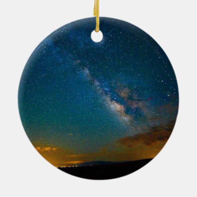 Milky Way over Taos, New Mexico Ceramic Tree Decoration (Back)