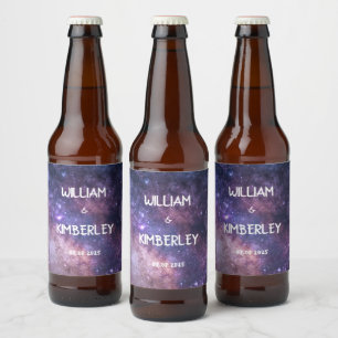 Milky Way Stars Sky Galaxy Elegant Wedding Beer Bottle Label