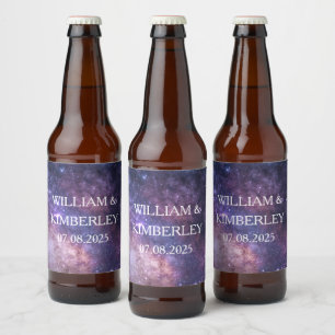 Milky Way Stars Sky Galaxy Elegant Wedding Beer Bottle Label