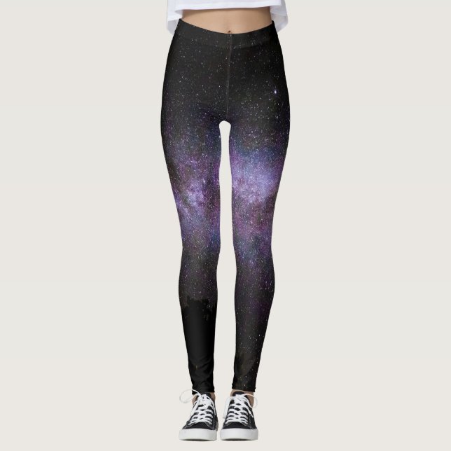 Milky way with trees silhouette leggings (Front)