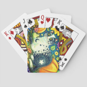 MILKYWAY, A MYSTICAL HALLOWEEN CAT, MOON & STARS PLAYING CARDS
