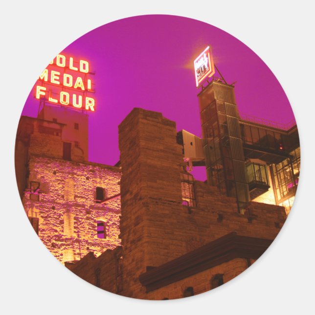 Mill City at Night Classic Round Sticker (Front)