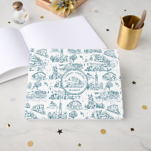 Mill City Toile (Lowell, MA) Blue/White Guest Book