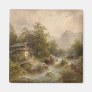 Mill on a Mountain Stream (by Albert Rieger) Magnet