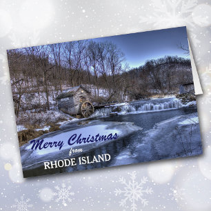 Mill on River Rhode Island Christmas Card