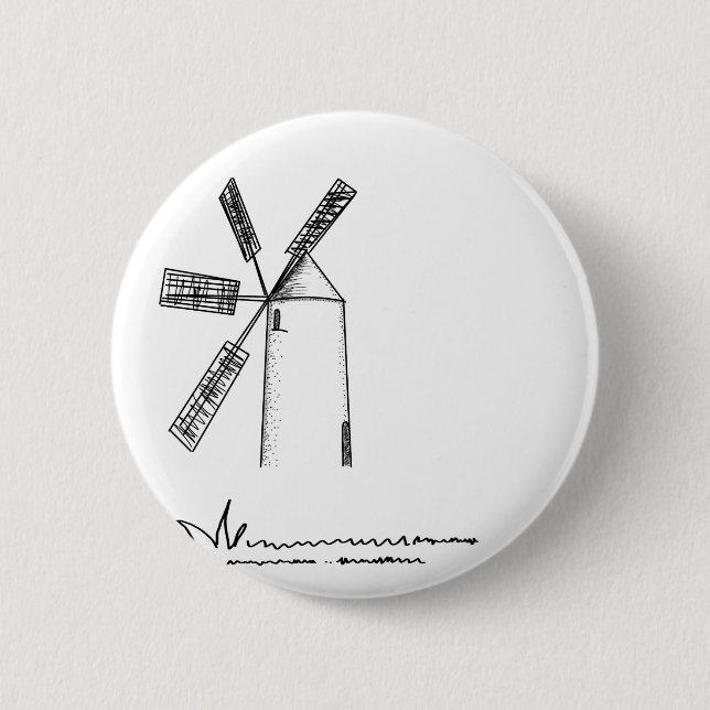 mill on white background 6 cm round badge (Front)