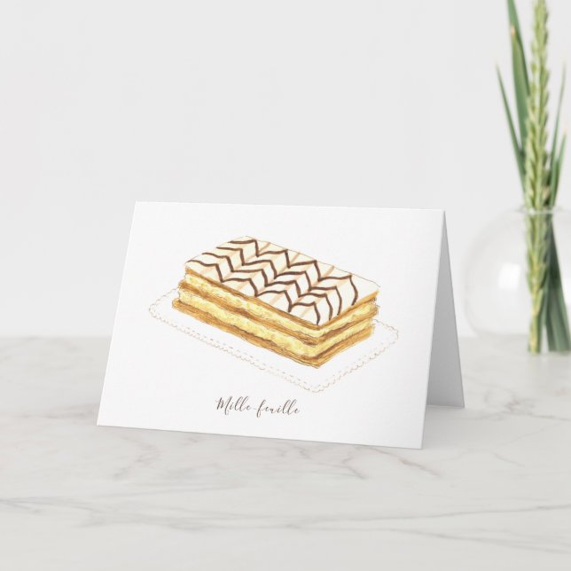 Mille-feuille pastry watercolor card (Front)