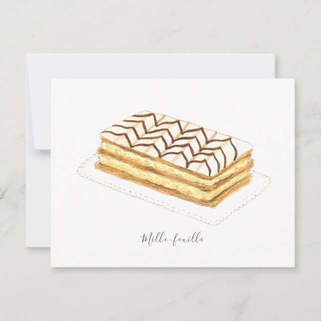 Mille-feuille pastry watercolor card (Front)