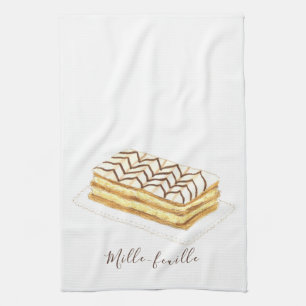 Mille-feuille pastry watercolor tea towel