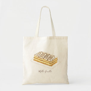 Mille-feuille pastry watercolor tote bag