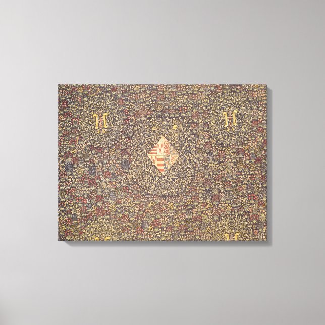 Mille fleurs with the coat of arms of canvas print (Front)