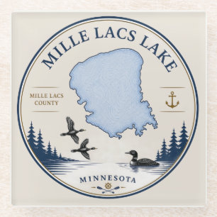 Mille Lacs Lake, MN Cabin/Lake Home Decor & Gifts Glass Coaster