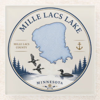 Mille Lacs Lake, MN Cabin/Lake Home Decor & Gifts Glass Coaster