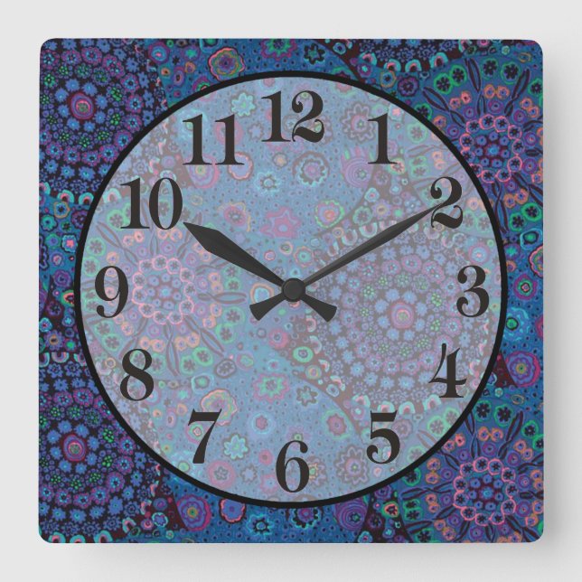 Millefiori Square Wall Clock (Front)