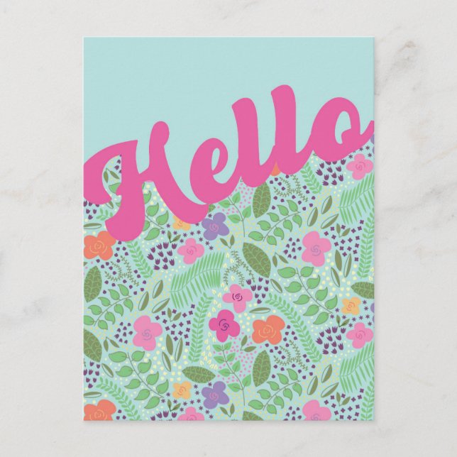 Millefleur Stylised Flowers Hello Thinking of You Postcard (Front)