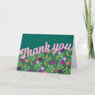 Millefleur Stylised Flowers Jewel Tones Thank You Card