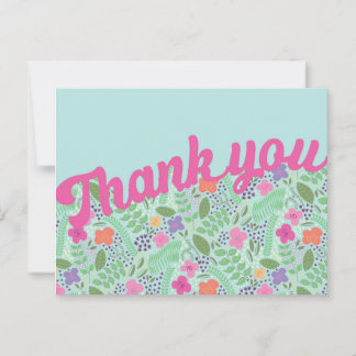 Millefleur Stylised Flowers Pastels Thank You Postcard
