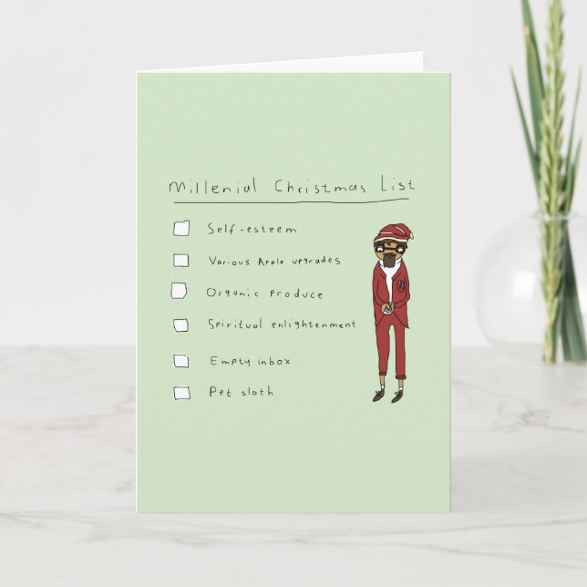 Millenial Christmas List | Funny Comic Card (Front)
