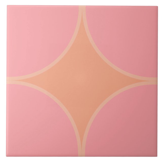 Millenial pink and apricot peach quarter circle tile (Front)