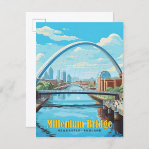 Millenium Bridge Newcastle England Vintage Travel  Postcard