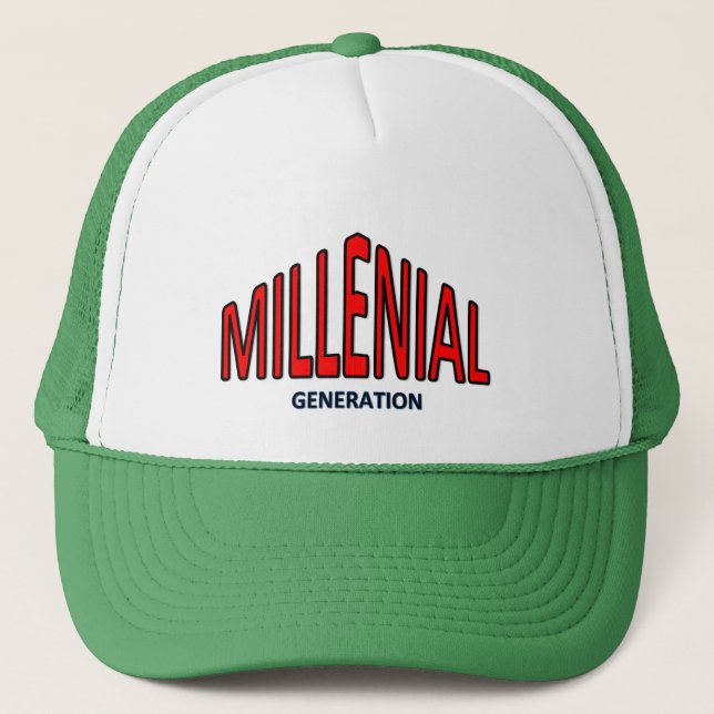 Millennial cap. Generation-Y Trucker Hat (Front)