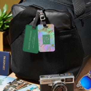 Millennial Marble   Playful Rainbow Ombre Custom Luggage Tag