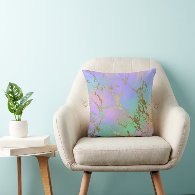Millennial Marble | Playful Rainbow Pastel Ombre Cushion (Chair)