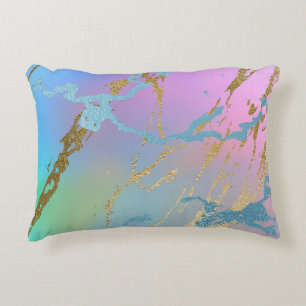 Millennial Marble Playful Rainbow Pastel Ombre Decorative Cushion