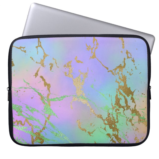 Millennial Marble | Playful Rainbow Pastel Ombre Laptop Sleeve (Front)