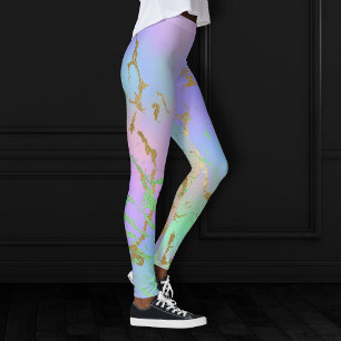 Millennial Marble   Playful Rainbow Pastel Ombre Leggings