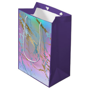 Millennial Marble Playful Rainbow Pastel Ombre Medium Gift Bag